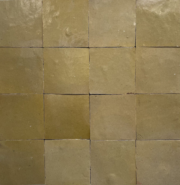 Zellige Jaune Dore 100x100 Terracotta Square Moroccan Handmade