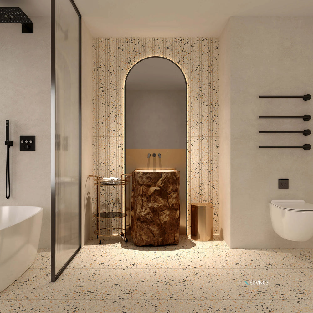 Venice Silver 600x600mm Matt Terrazzo Look Tile