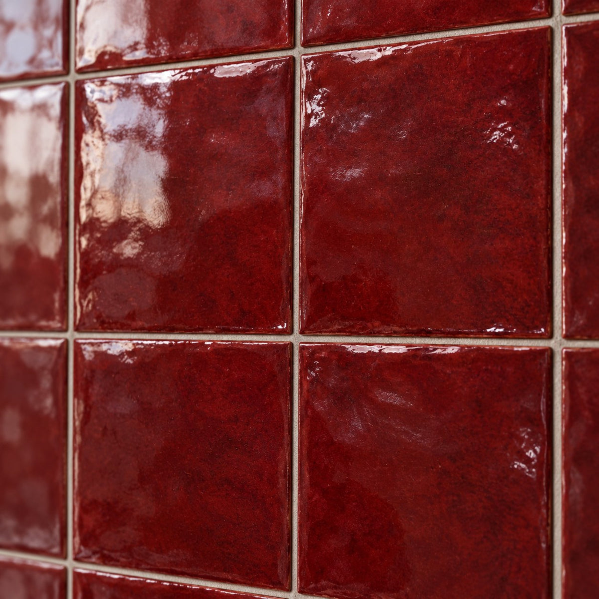 Majorca Burgundy Gloss Porcelain Square Wall Tile 100x100mm