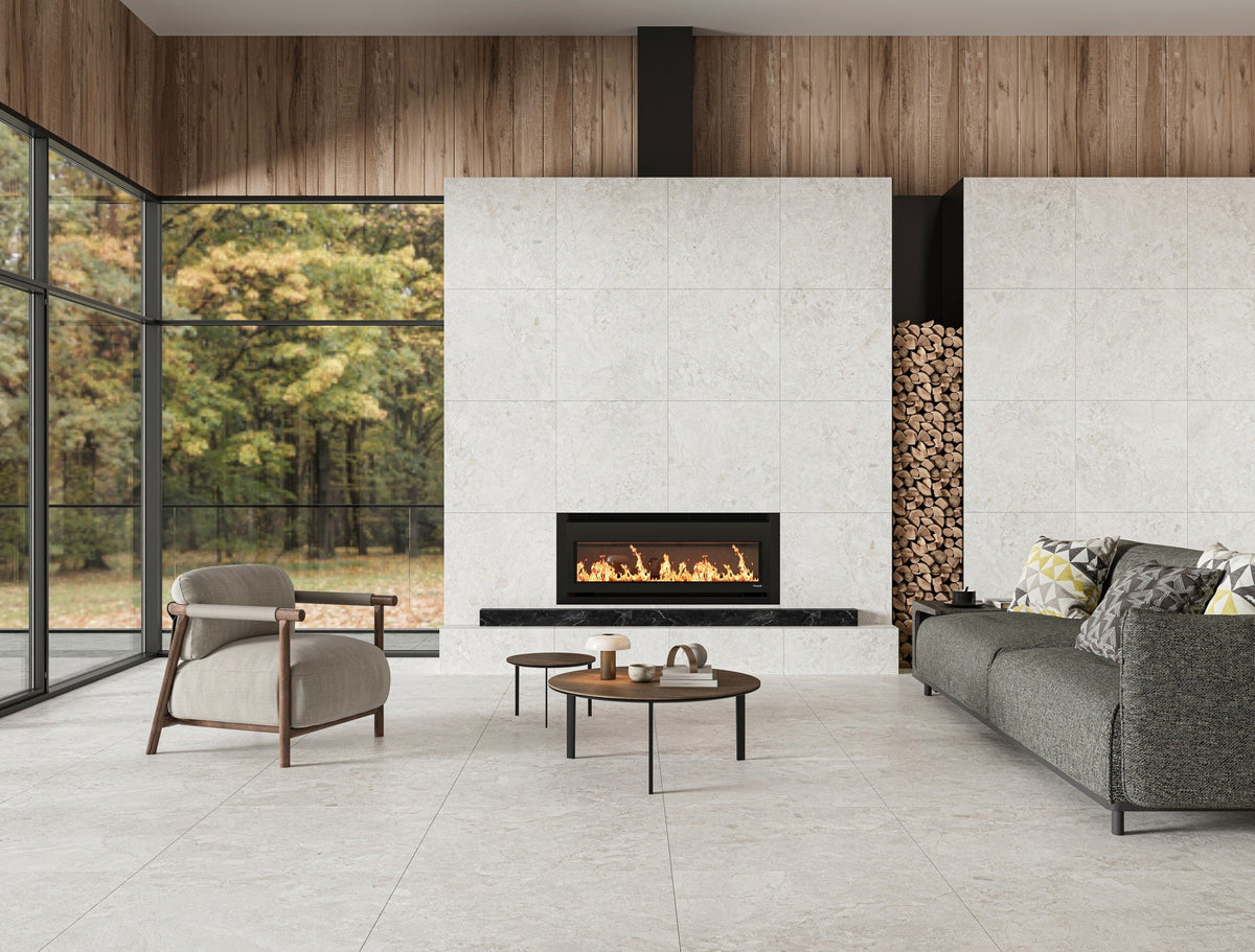 Matera Luna White Stone Look Matt Porcelain Tile 300×300mm