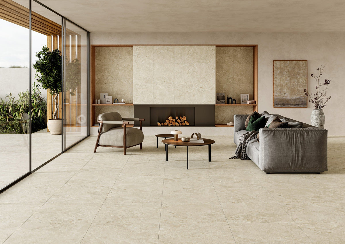 Matera Sola Beige Stone Look Matt Porcelain Tile 600×1200mm
