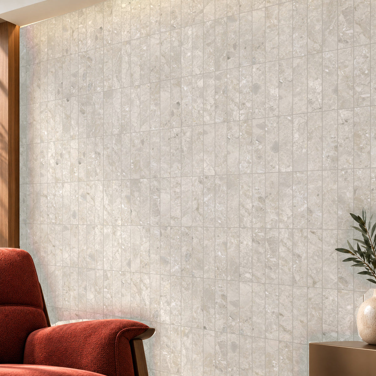 Matera Terra Greige Stone Look Matt Porcelain Subway Tile 60×250mm