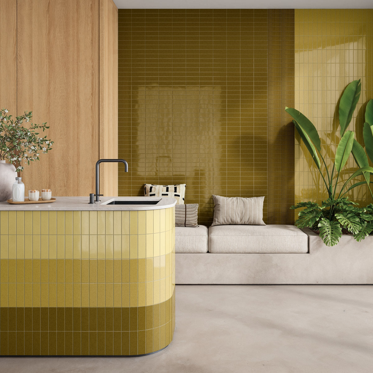 Micare Alpi Dark Gloss Porcelain Wall Tile 50x150mm