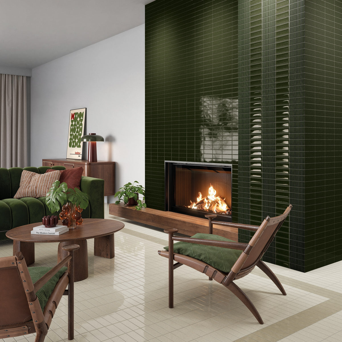 Micare Canale Evergreen Dark Gloss Porcelain Wall Tile 50x150mm