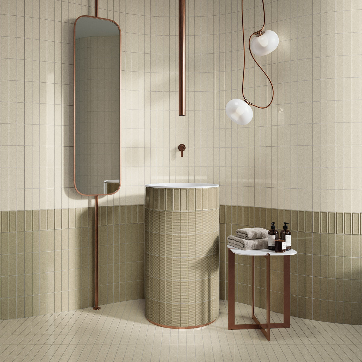 Micare Linen Light Gloss Porcelain Wall Tile 50x150mm