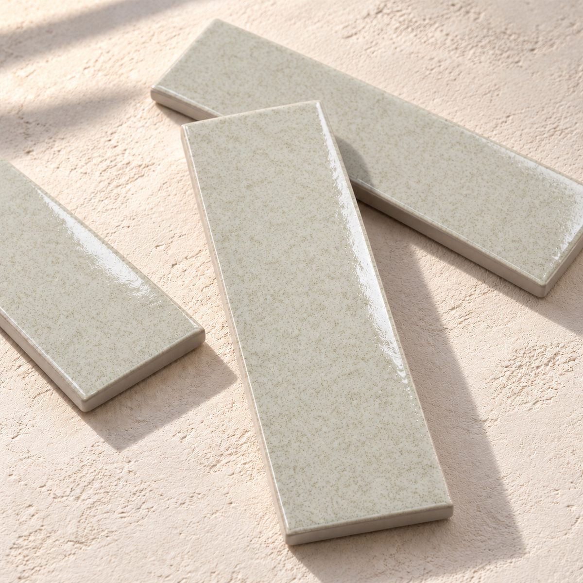 Micare Linen Light Gloss Porcelain Wall Tile 50x150mm