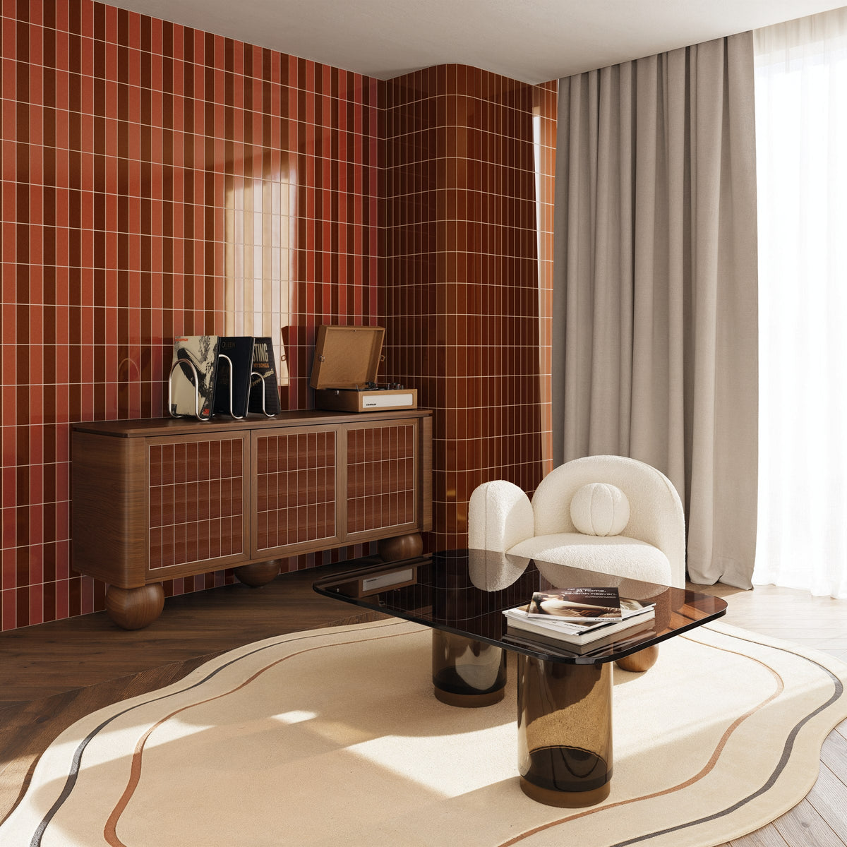 Micare Saffron Dark Gloss Porcelain Wall Tile 50x150mm
