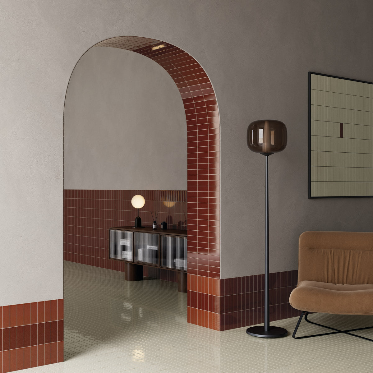 Micare Rim Saffron Dark Gloss Porcelain Wall Tile 50x150mm