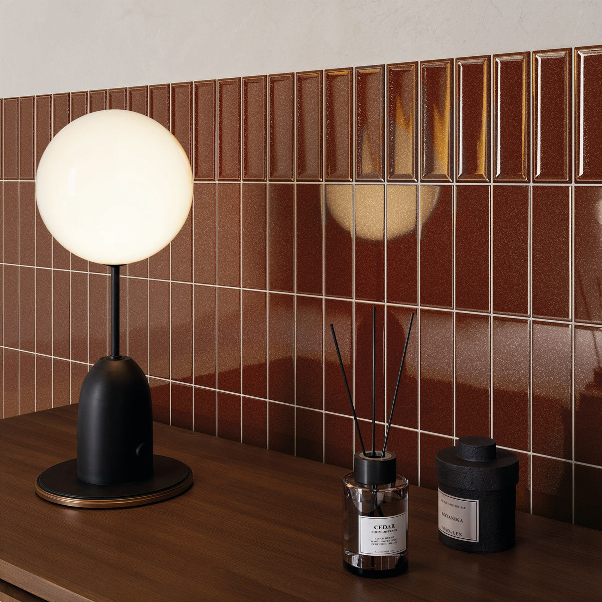 Micare Rim Saffron Dark Gloss Porcelain Wall Tile 50x150mm