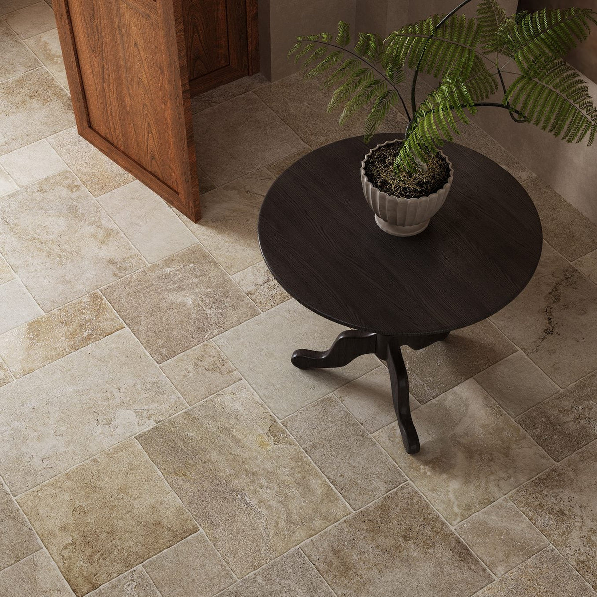 Noosa French Pattern Travertine Look Ivory Matt Porcelain Tile
